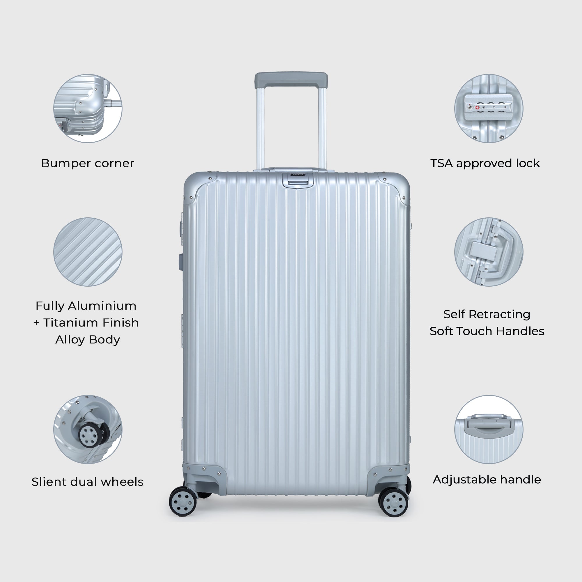 VERAGE Luxe Secure Jet- Aluminium Large Check-In