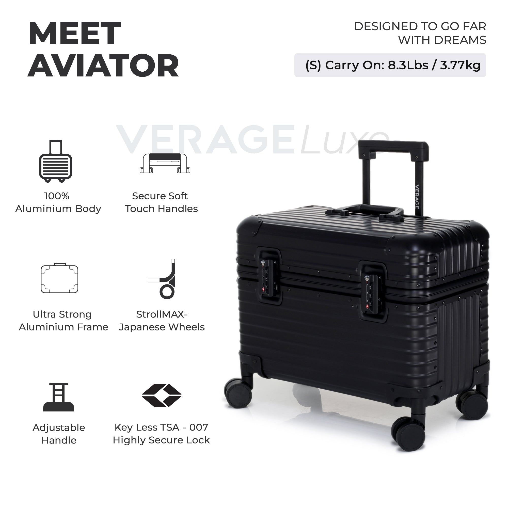 VERAGE Luxe Aviator - Aluminium Rolling Tote