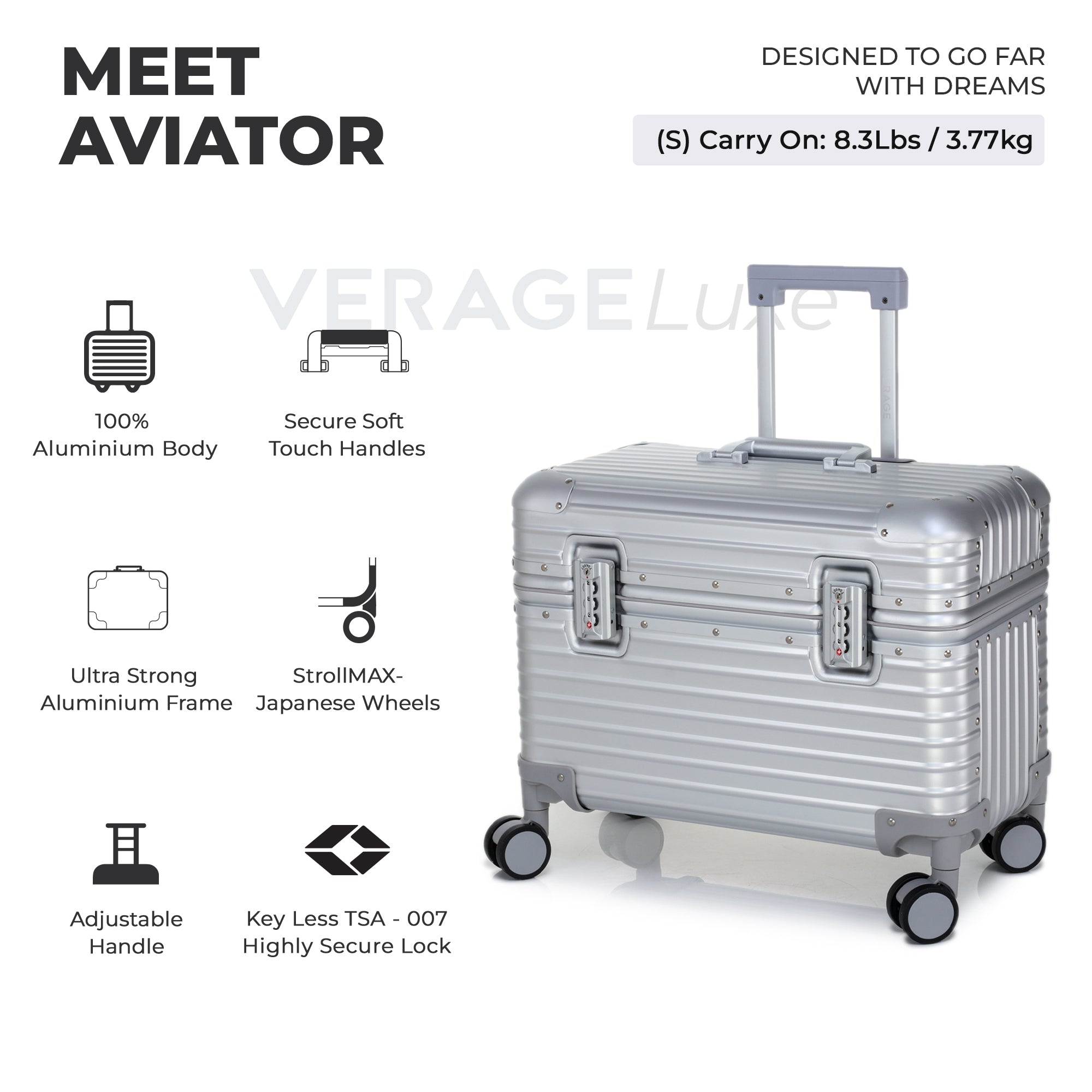 VERAGE Luxe Aviator - Aluminium Rolling Tote