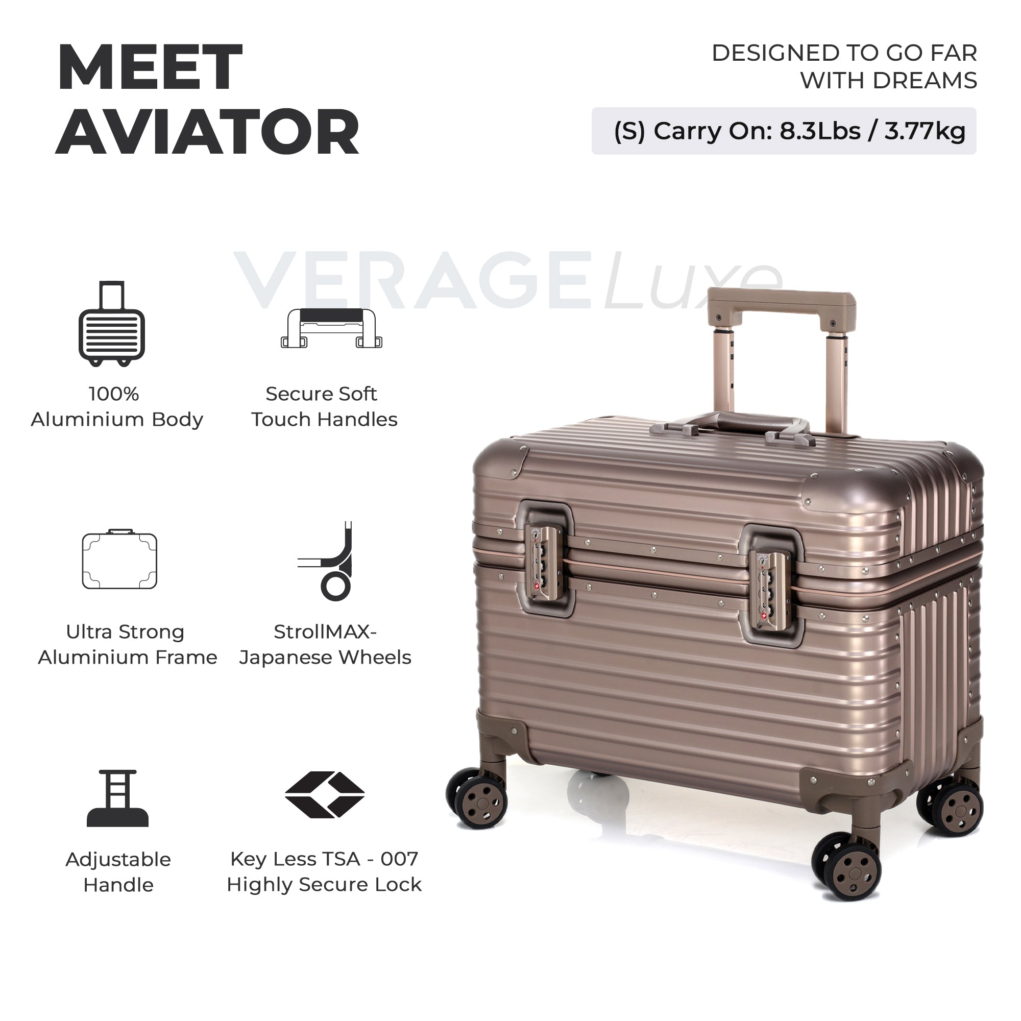 VERAGE Luxe Aviator - Aluminium Rolling Tote