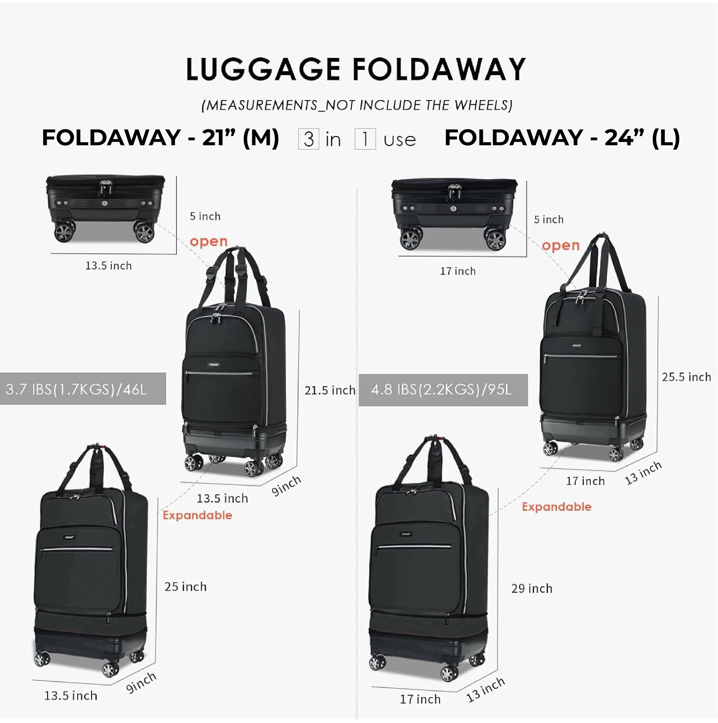 VERAGE Luxe Foldable Suitcase - Medium