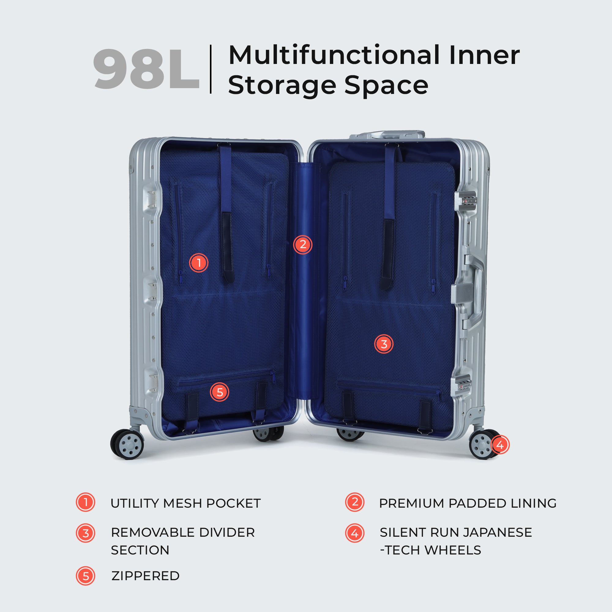 VERAGE Luxe Secure Jet- Aluminium Large Check-In