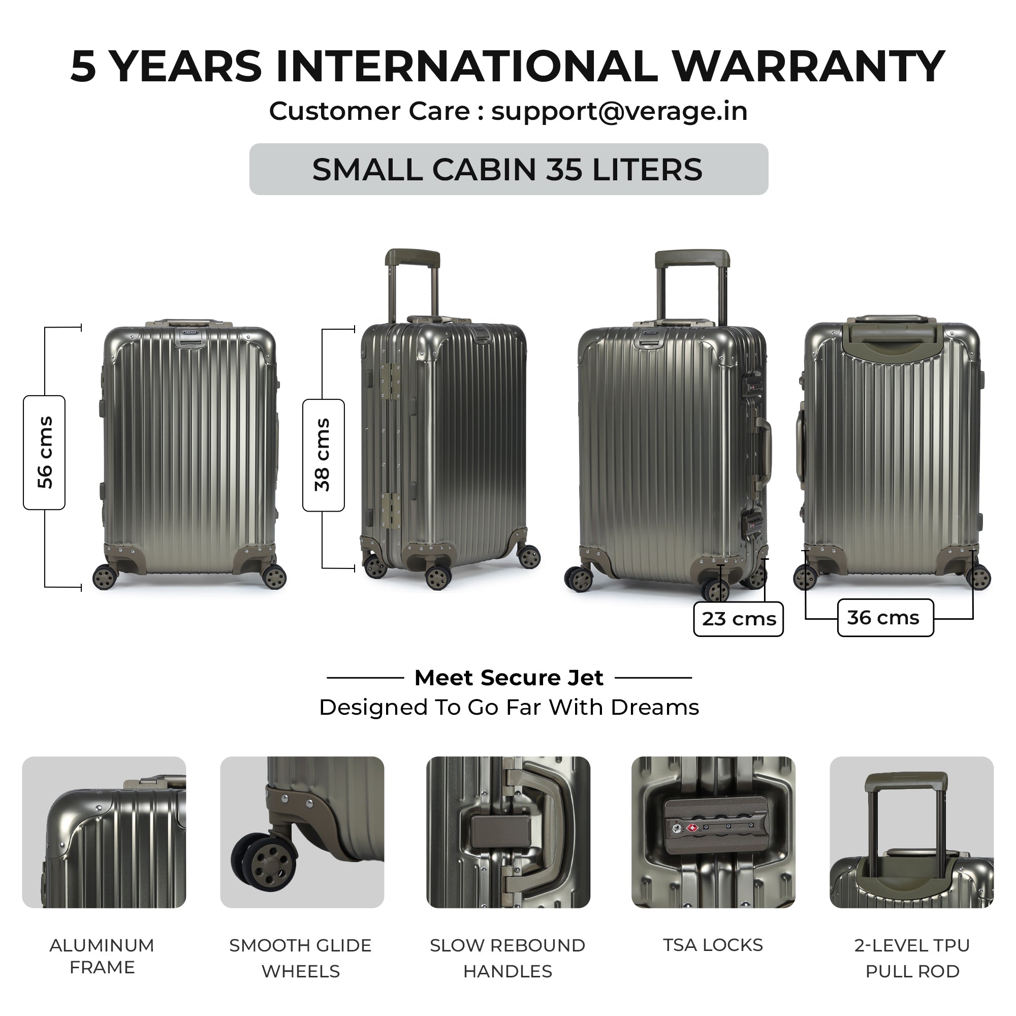 Secure Jet- Aluminium Carry-On (Golden)