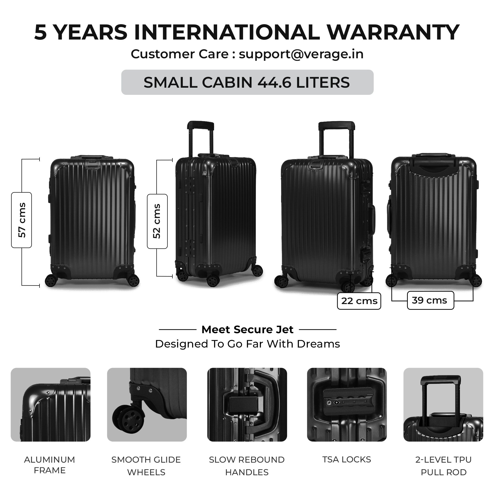 VERAGE Luxe Secure Jet- Aluminium Carry-On