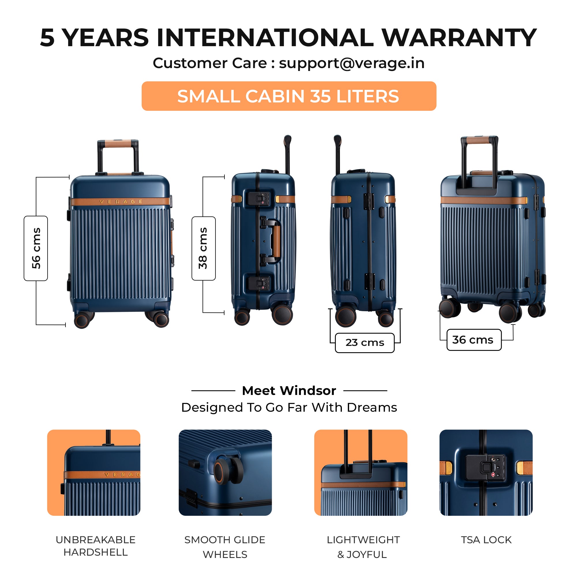 The Windsor - Small Carry On (Coral Blue)