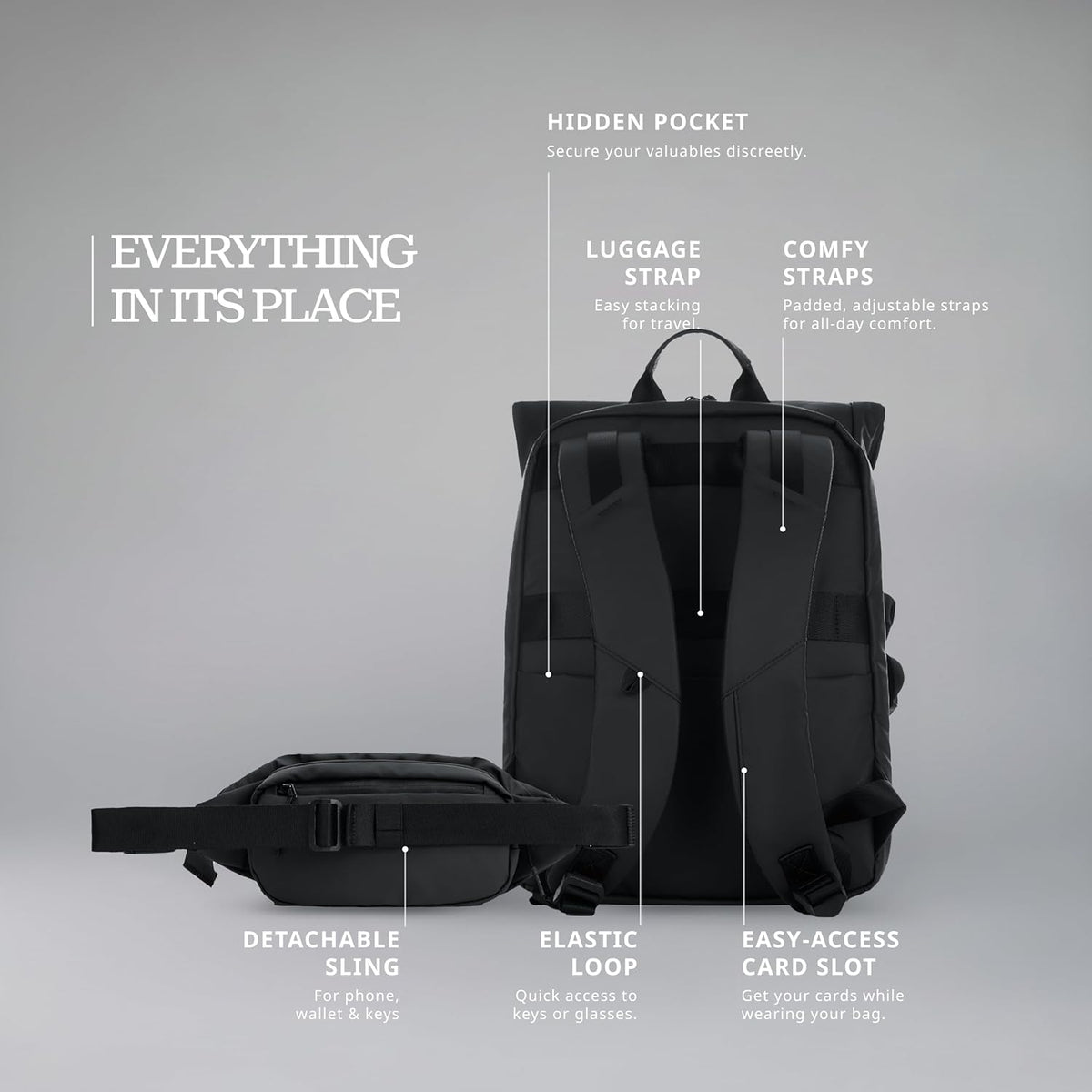 Pulse - Roll Top With Detachable Sling Black