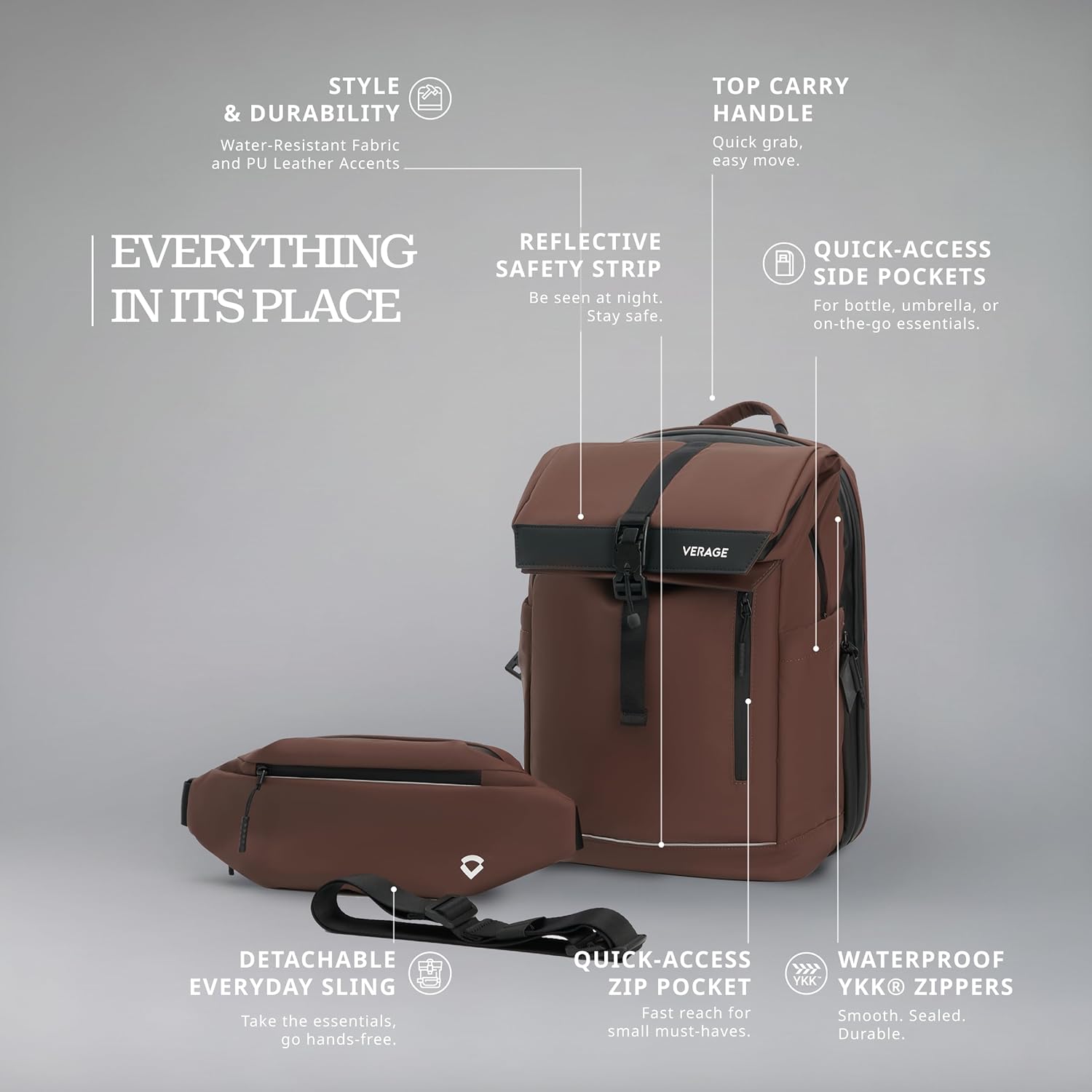 Pulse - Roll Top With Detachable Sling Brown