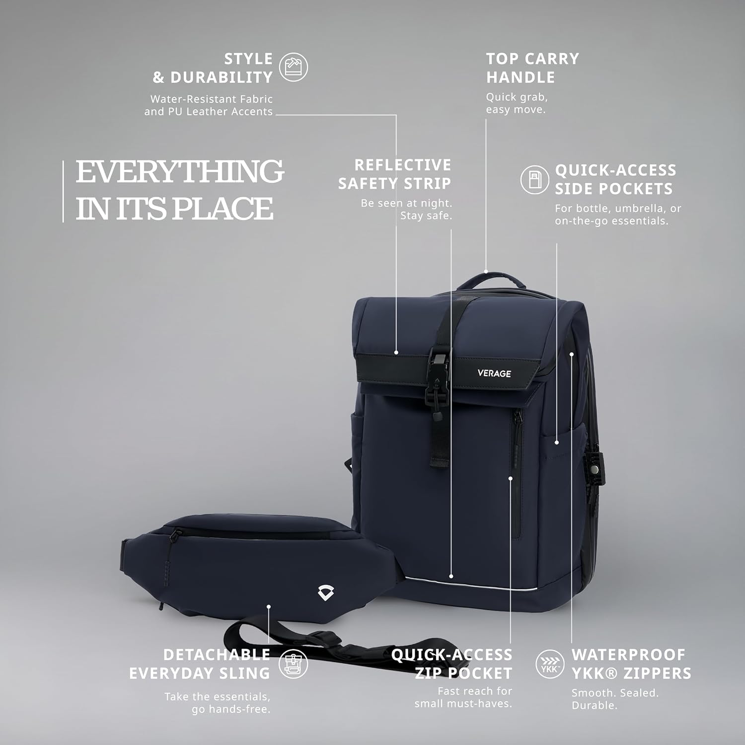 Pulse - Roll Top With Detachable Sling Blue