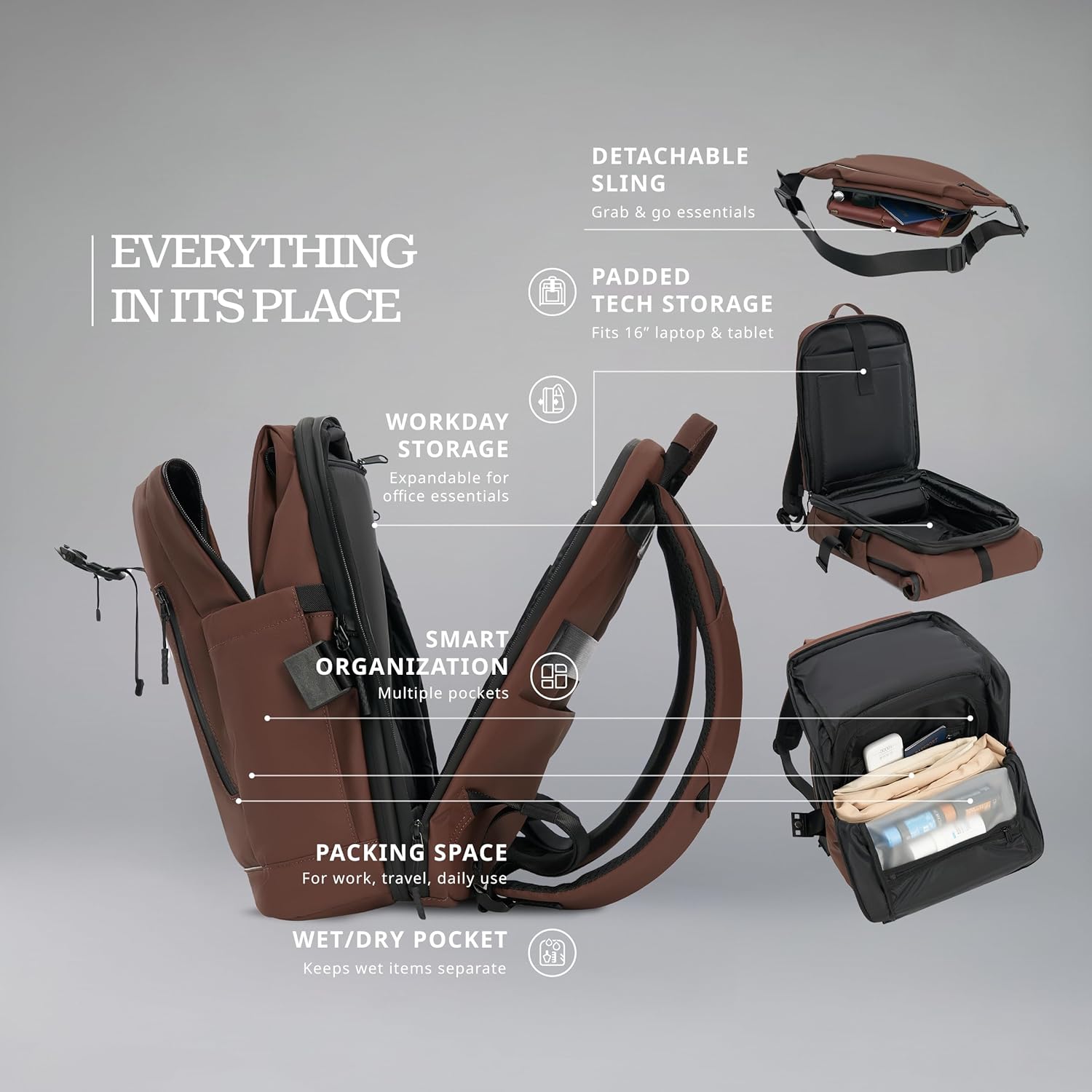 Pulse - Roll Top With Detachable Sling Brown
