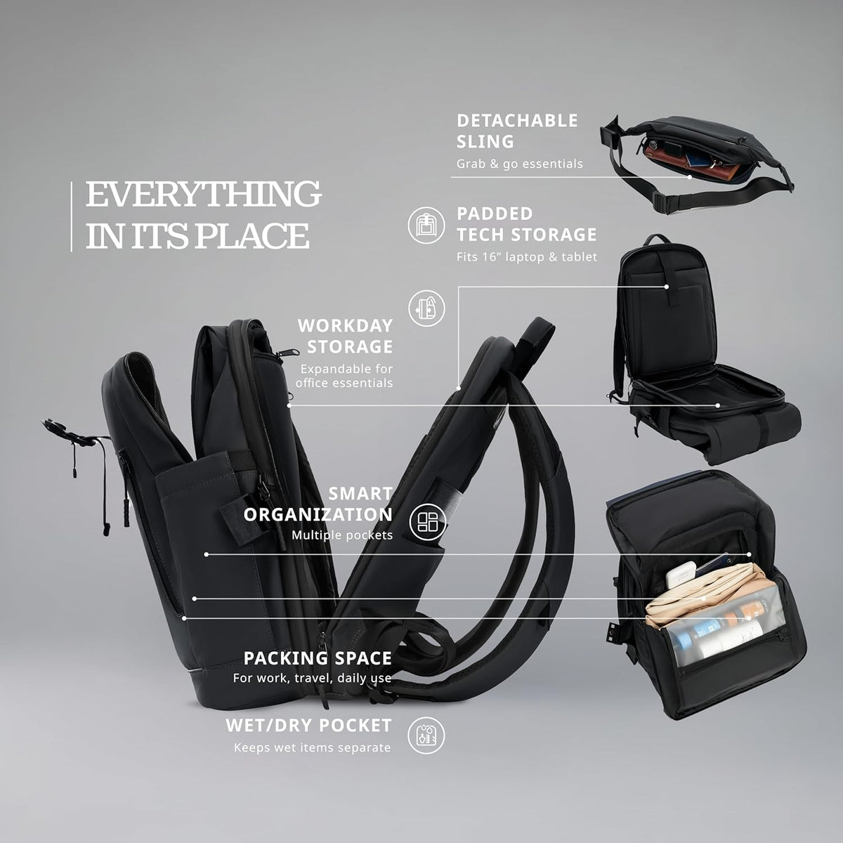 Pulse - Roll Top With Detachable Sling Black