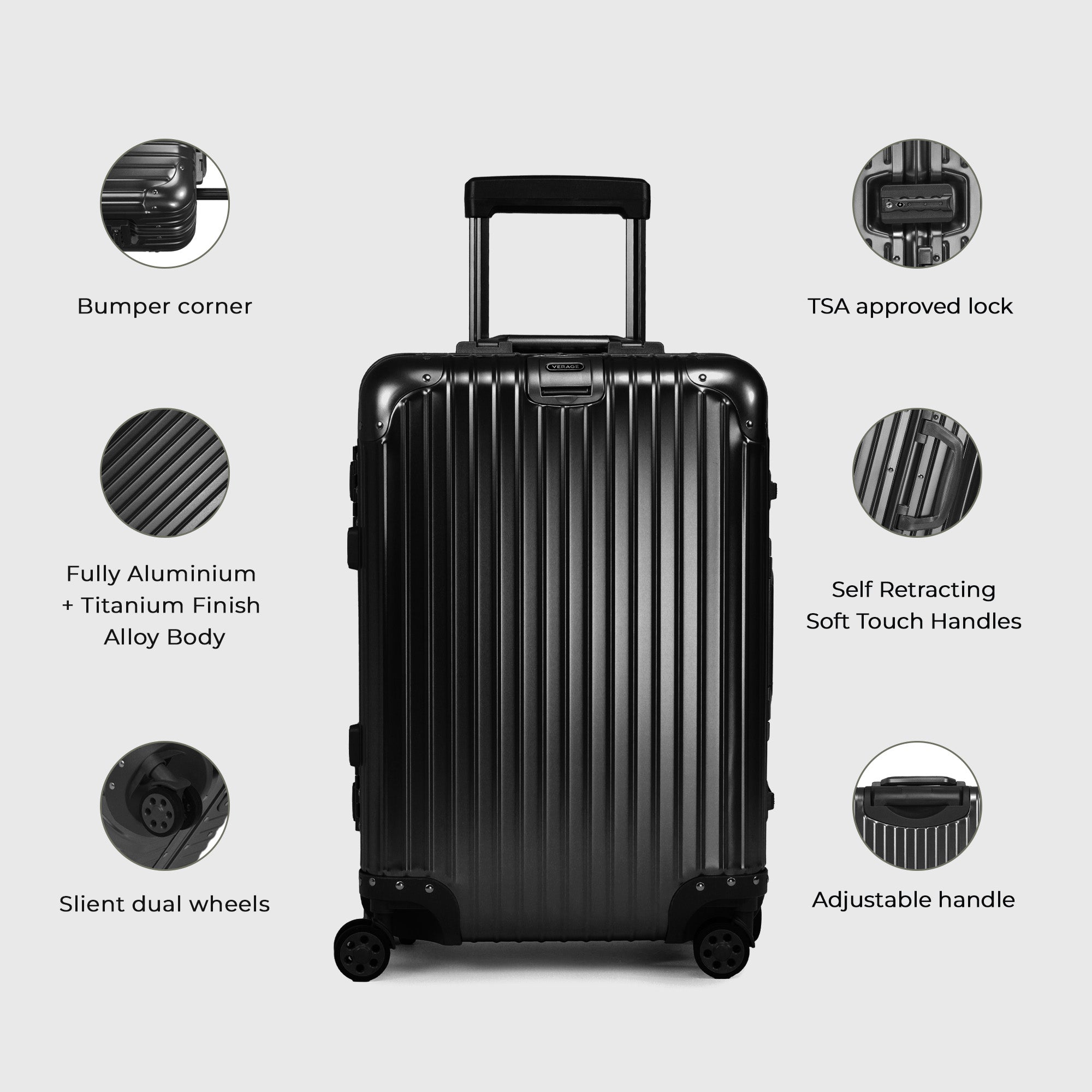 VERAGE Luxe Secure Jet- Aluminium Carry-On