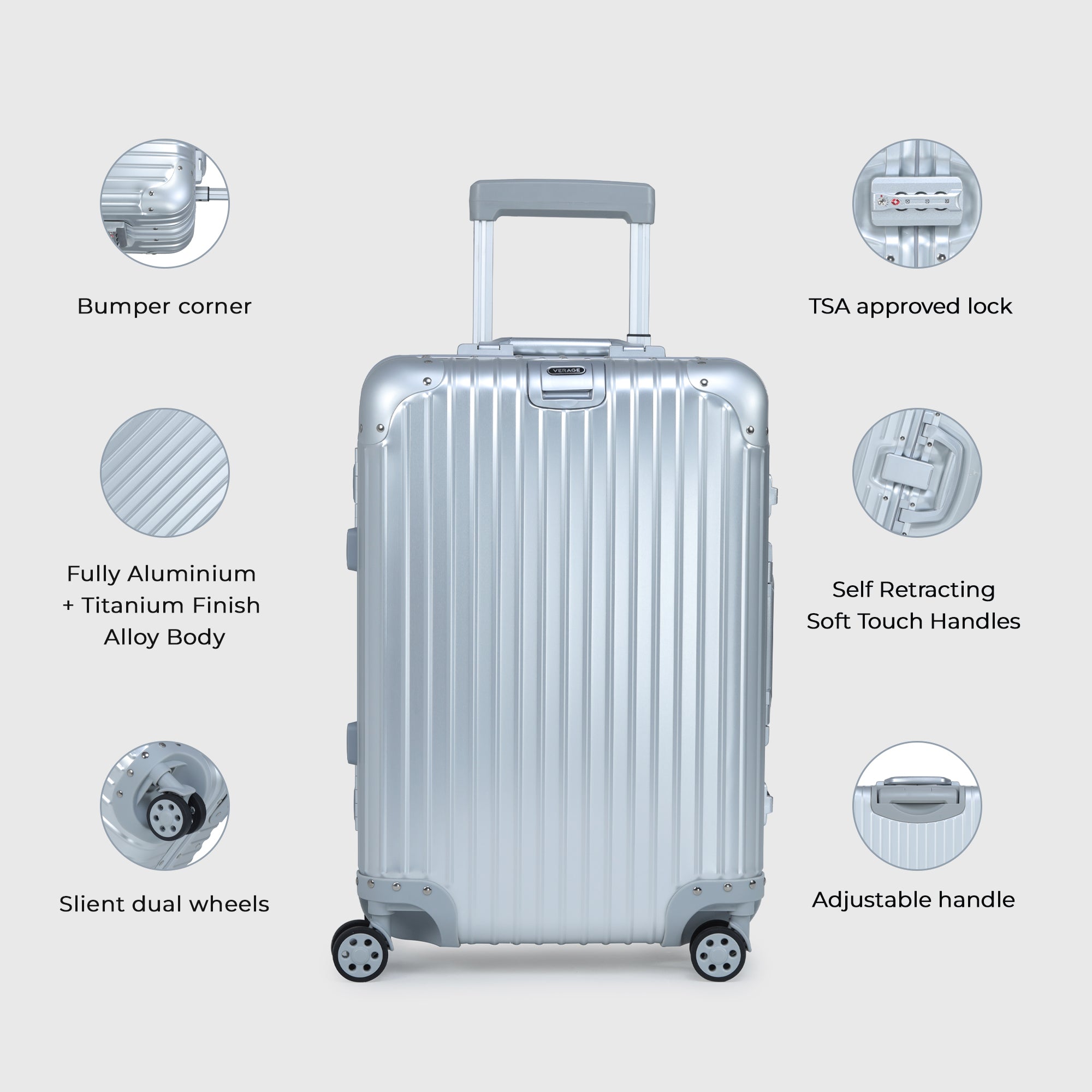 Secure Jet- Aluminium Carry-On (Silver)
