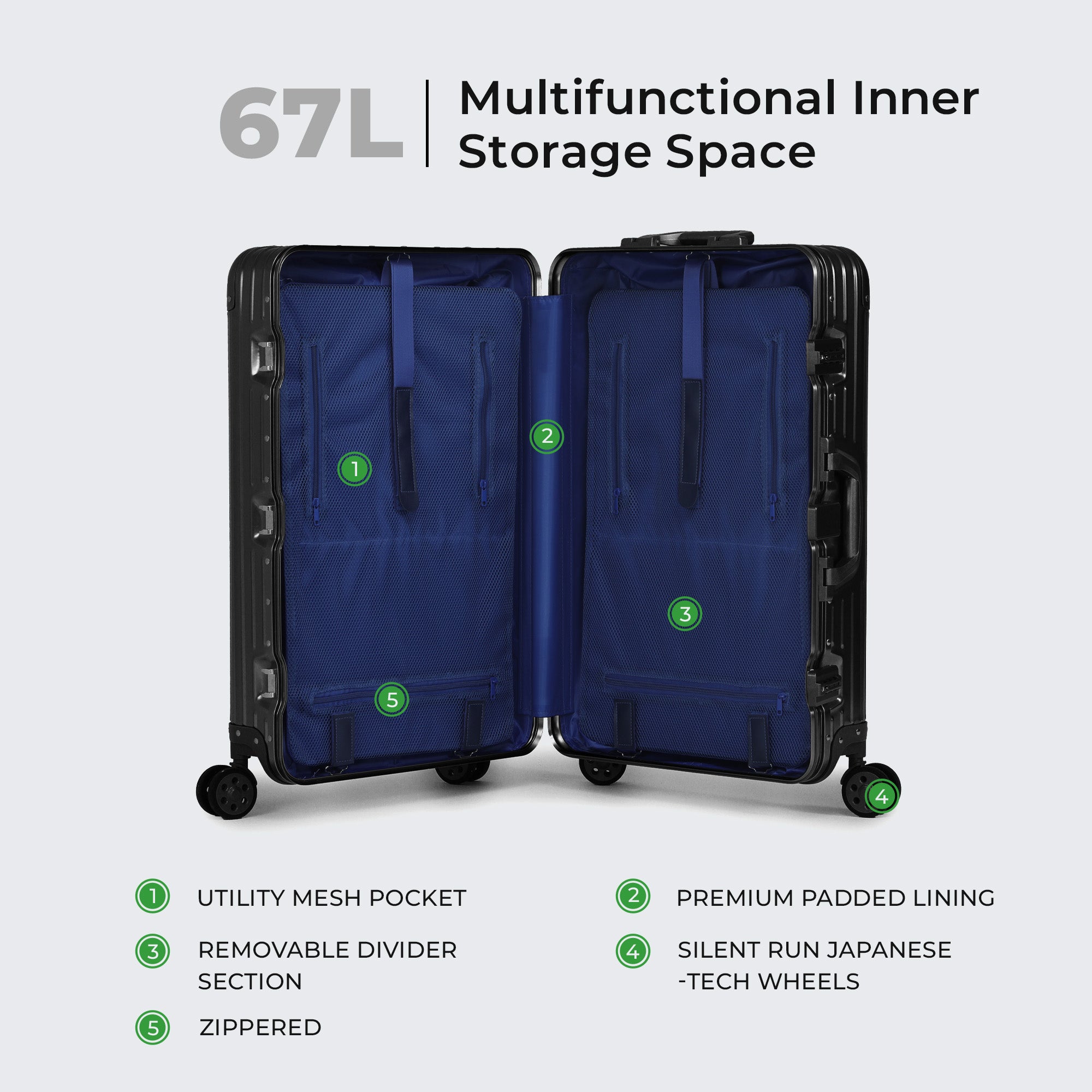 VERAGE Luxe Secure Jet- Aluminium Medium Check-In