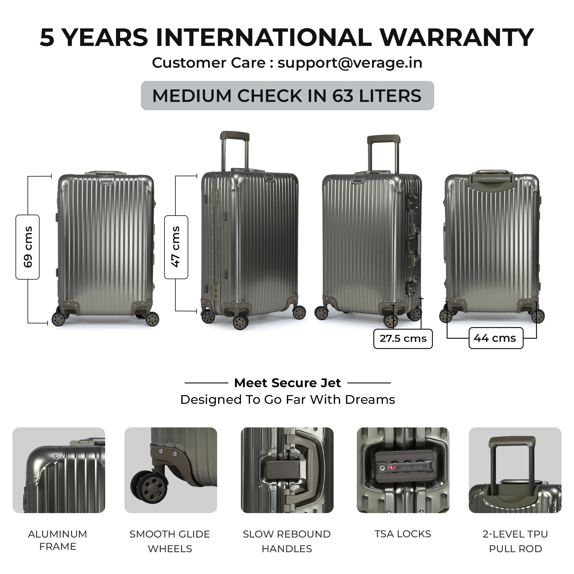 - Secure Jet - The Aluminium Medium Size Luggage