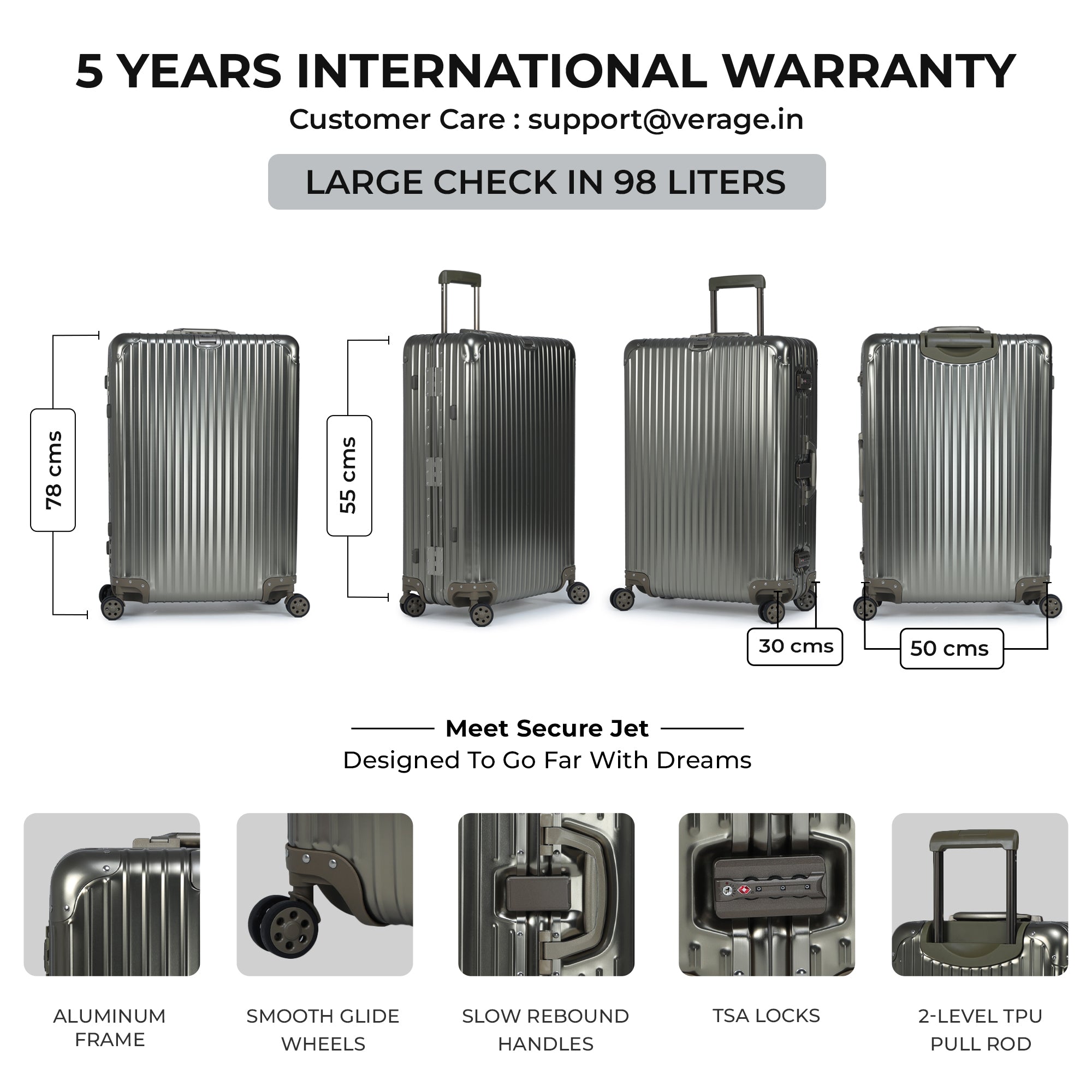 - Secure Jet - The Aluminium Large Size Luggage