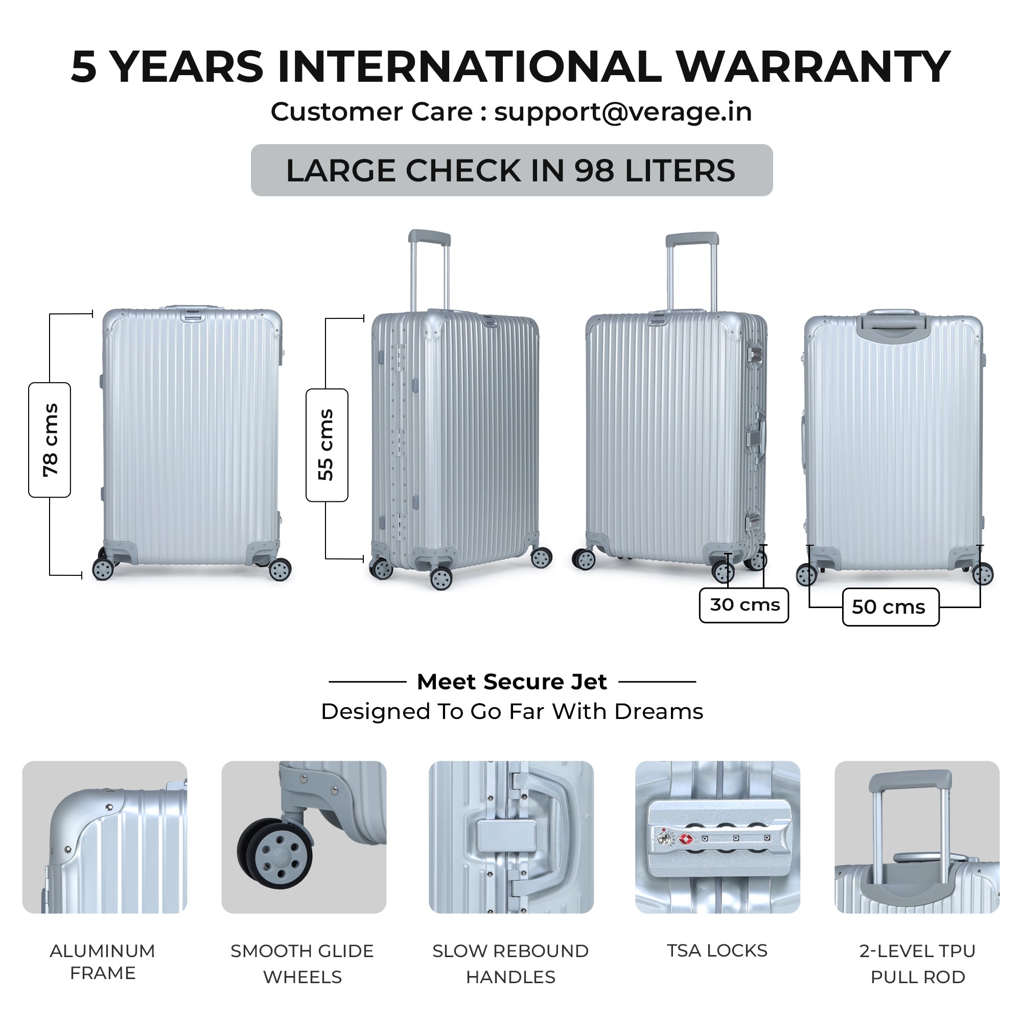 - Secure Jet - The Aluminium Large Size Luggage