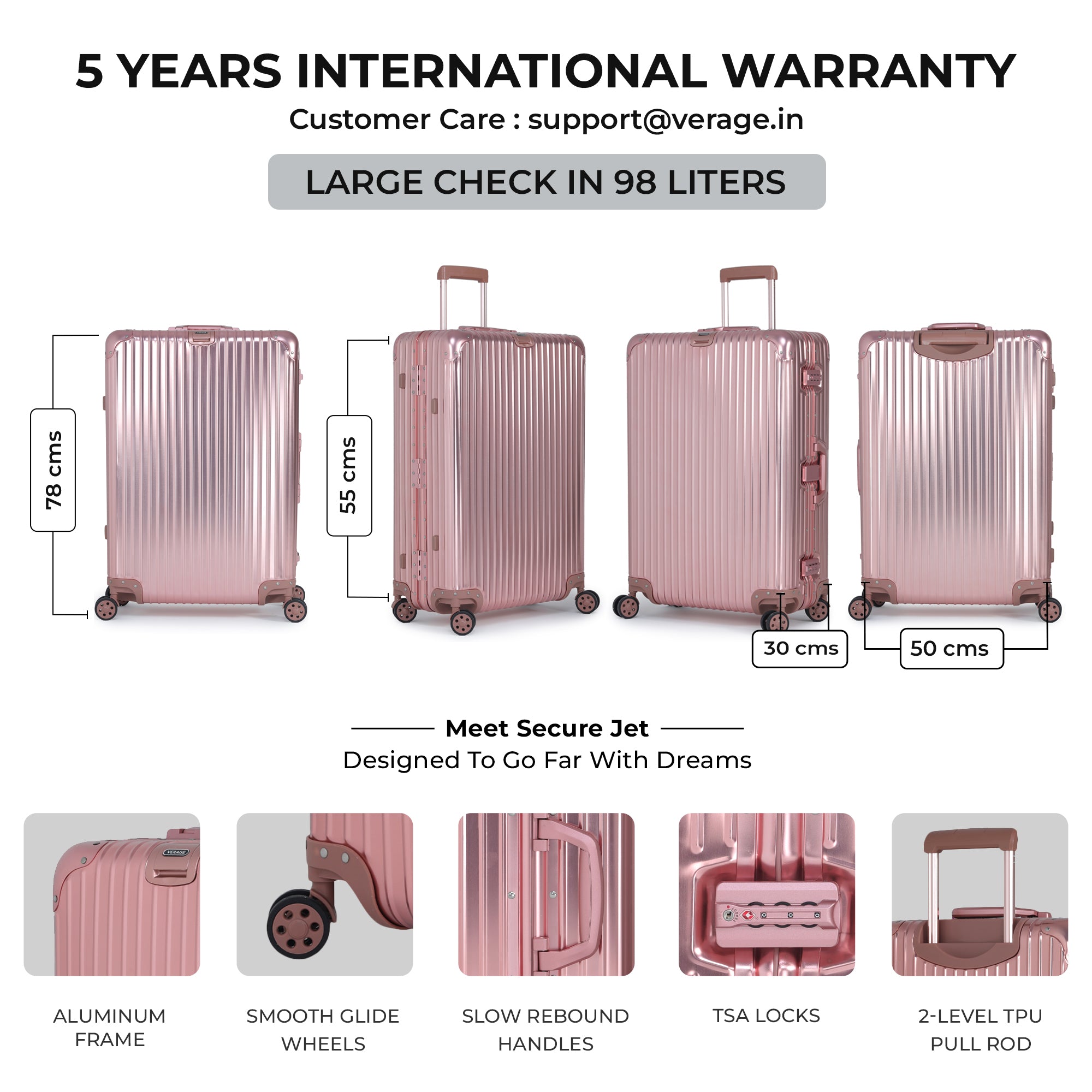 - Secure Jet - The Aluminium Large Size Luggage